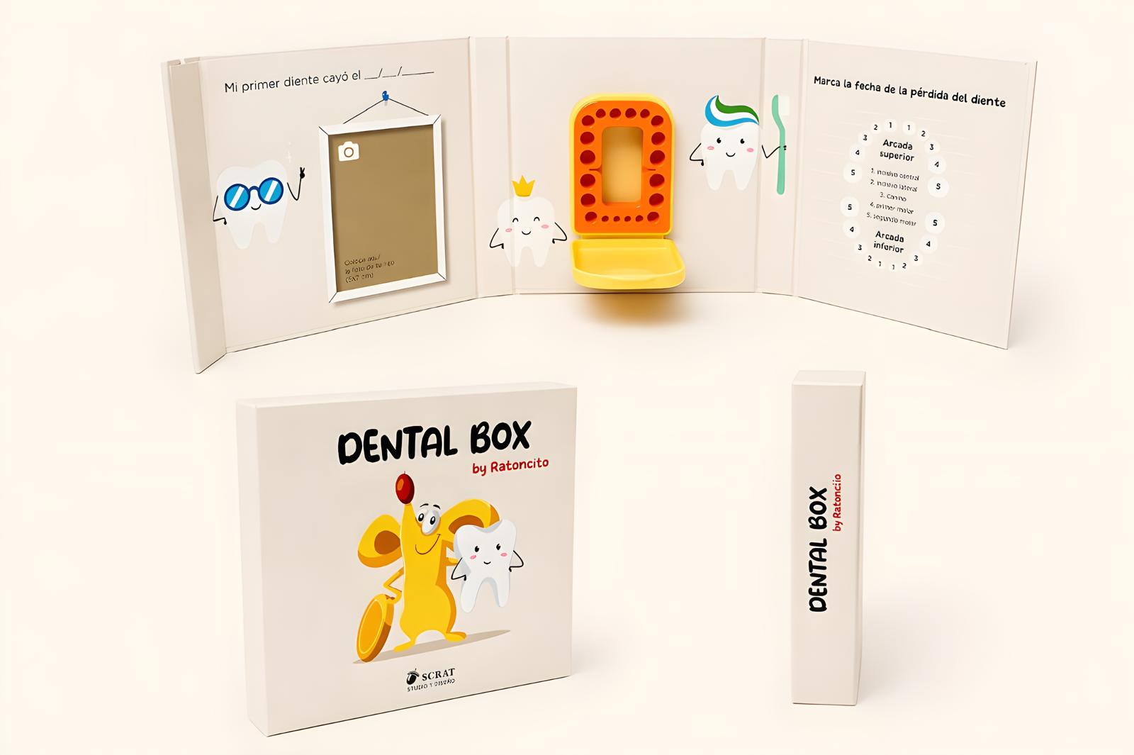 Interior de Dental Box: organizador, marco y diario